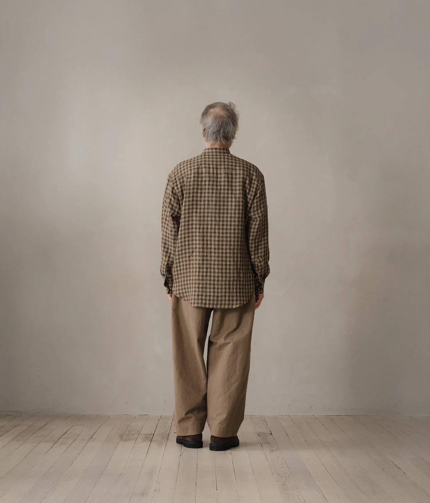 EVAN KINORI ``POPOVER SHIRT'' (BEIGE/BROWN)