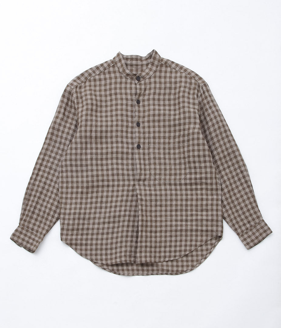 EVAN KINORI ``POPOVER SHIRT'' (BEIGE/BROWN)