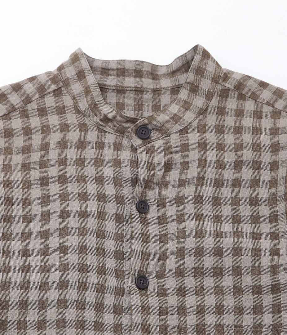 EVAN KINORI ``POPOVER SHIRT'' (BEIGE/BROWN)