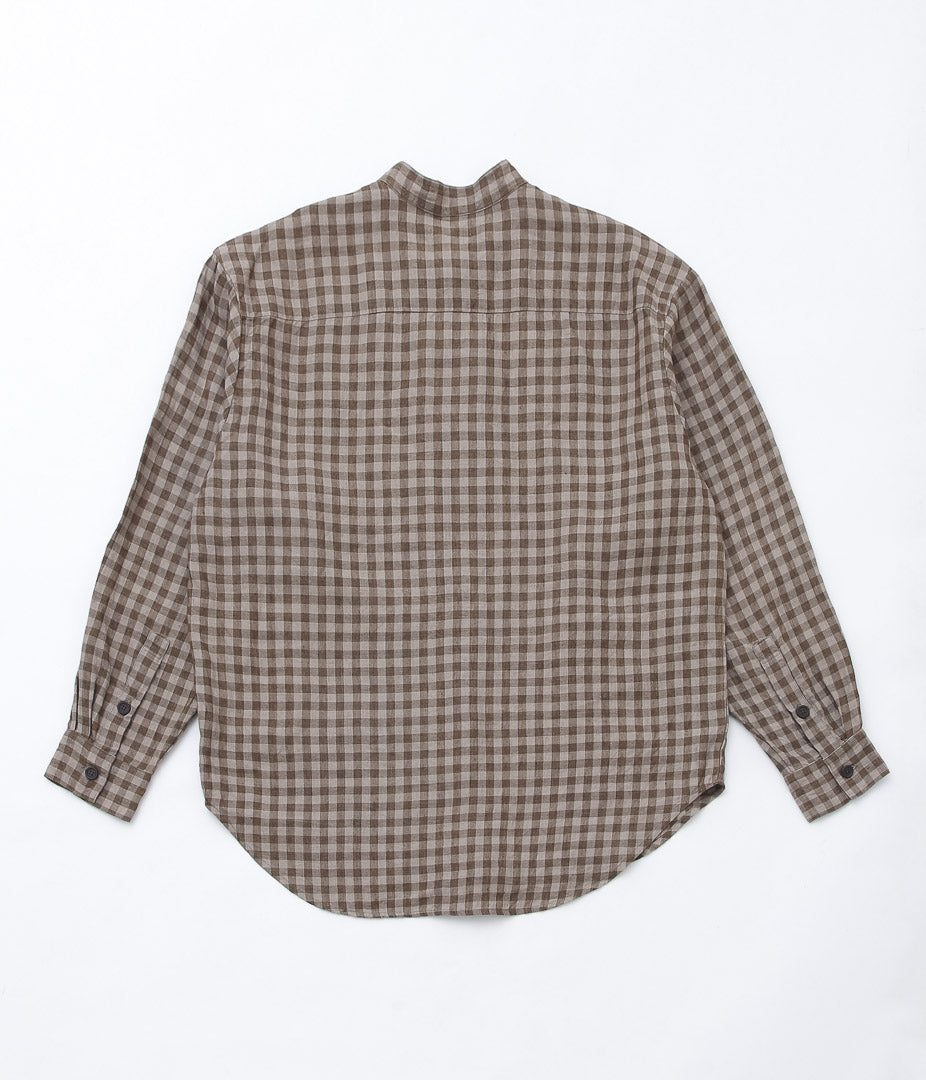 EVAN KINORI ``POPOVER SHIRT'' (BEIGE/BROWN)