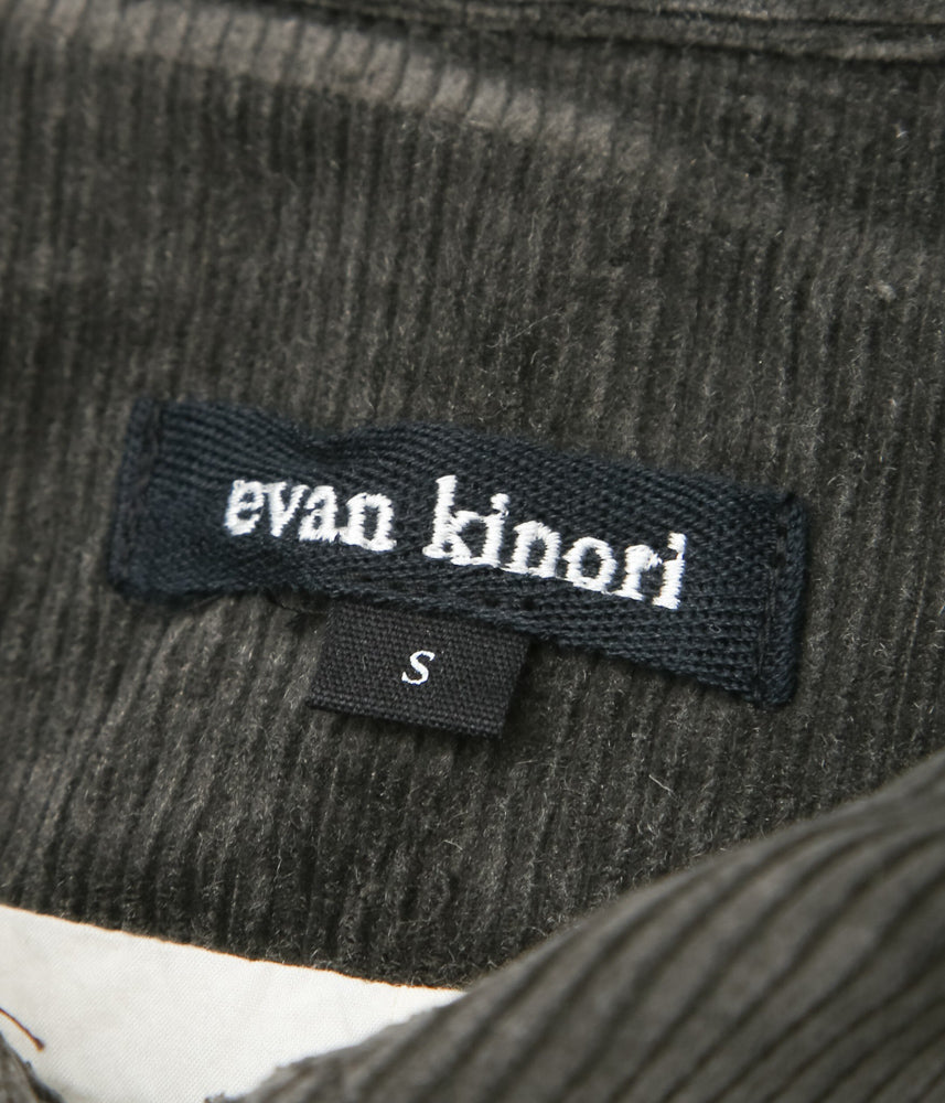 EVAN KINORI ''ZIP JACKET TWO | CARBON DYED CORDUROY'' (CHARCOAL)