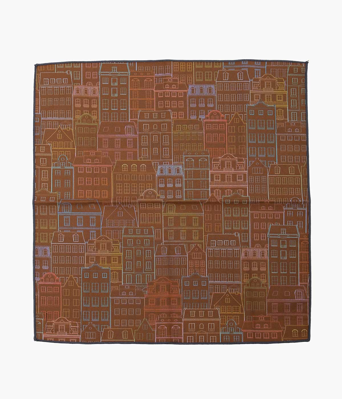 FINE AND DANDY ''POCKET SQUARES(BROWN CITY BLOCK COTTON)'' (BROWN)
