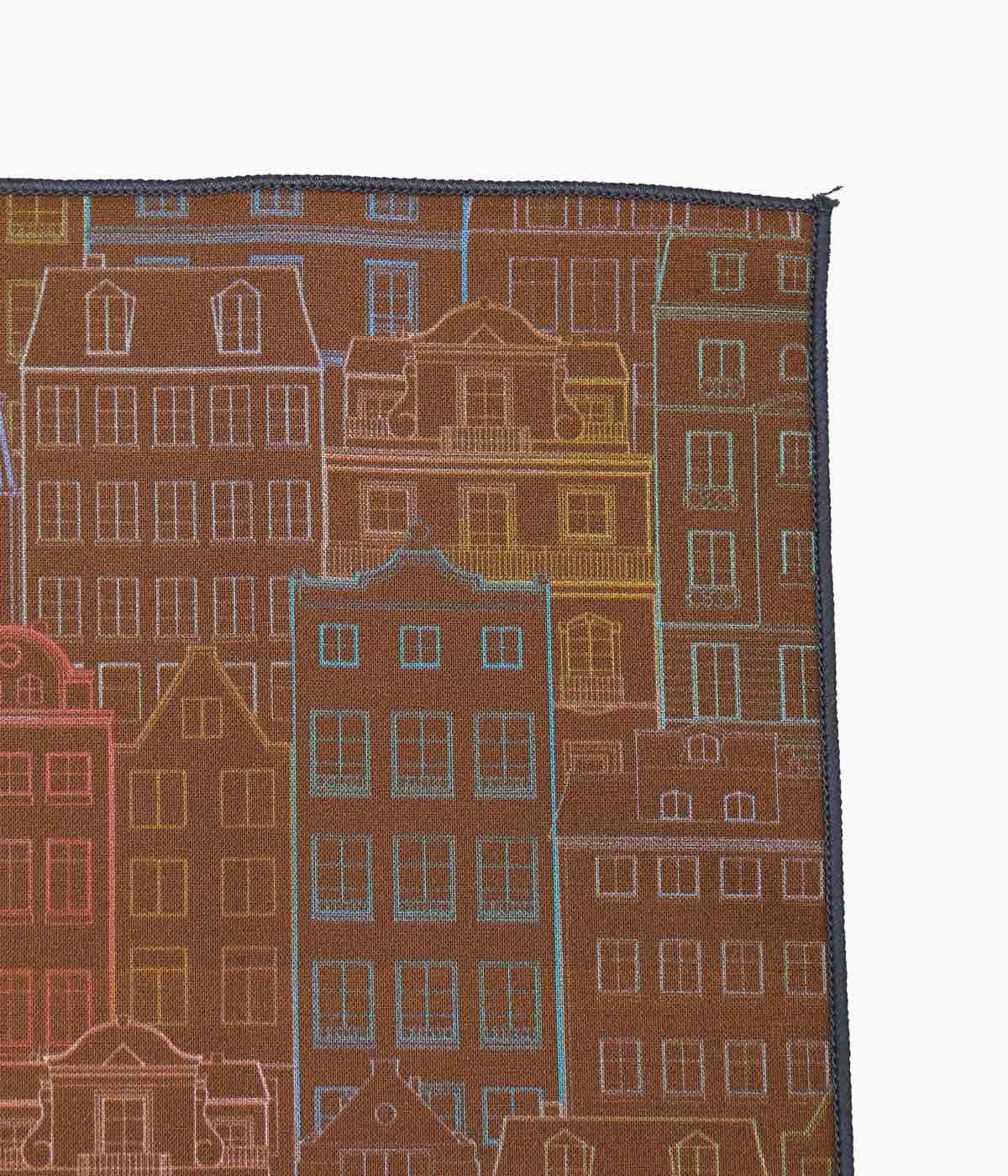 FINE AND DANDY ''POCKET SQUARES(BROWN CITY BLOCK COTTON)'' (BROWN)