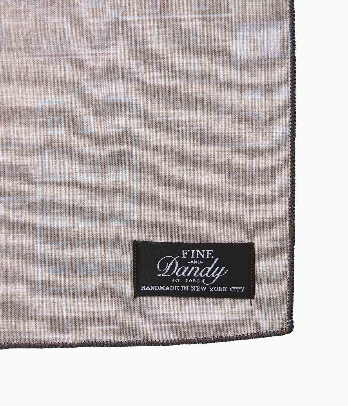 FINE AND DANDY ''POCKET SQUARES(BROWN CITY BLOCK COTTON)'' (BROWN)