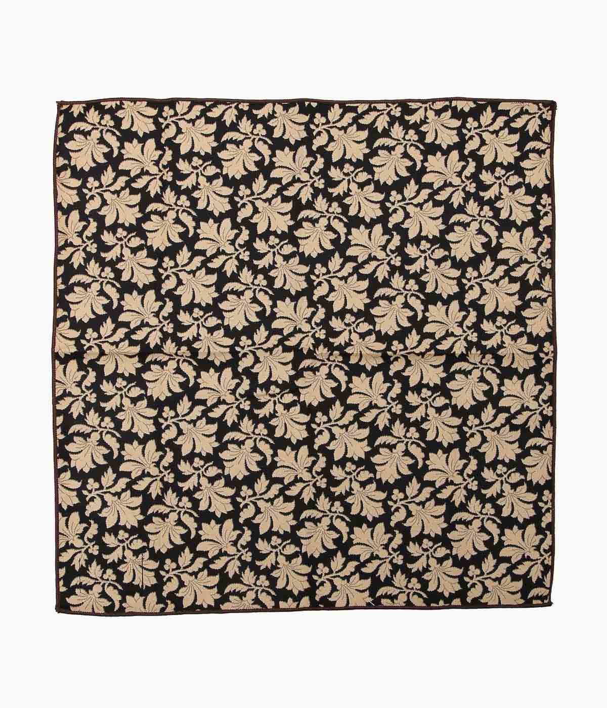 FINE AND DANDY ''POCKET SQUARES(GOLDEN FLORAL COTTON)'' (BLACK)