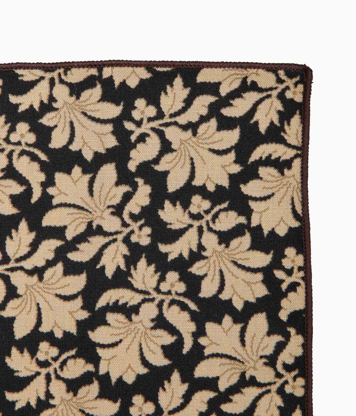 FINE AND DANDY ''POCKET SQUARES(GOLDEN FLORAL COTTON)'' (BLACK)