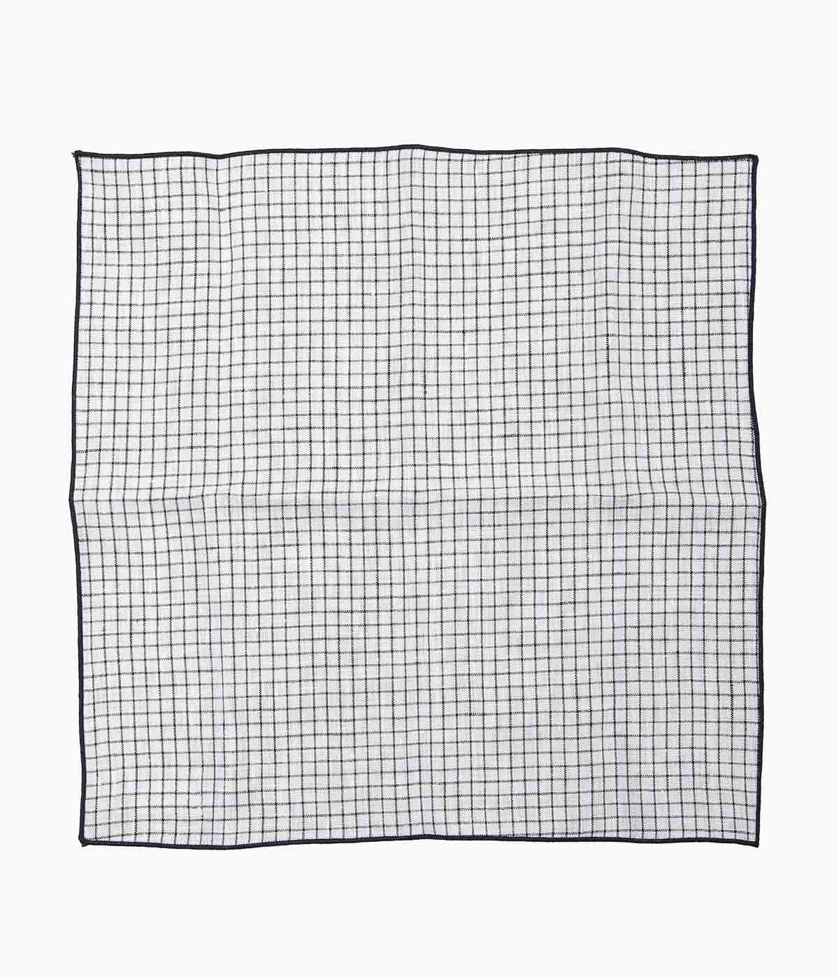 FINE AND DANDY ''POCKET SQUARES(TATTERSALL LINEN)'' (BLACK)