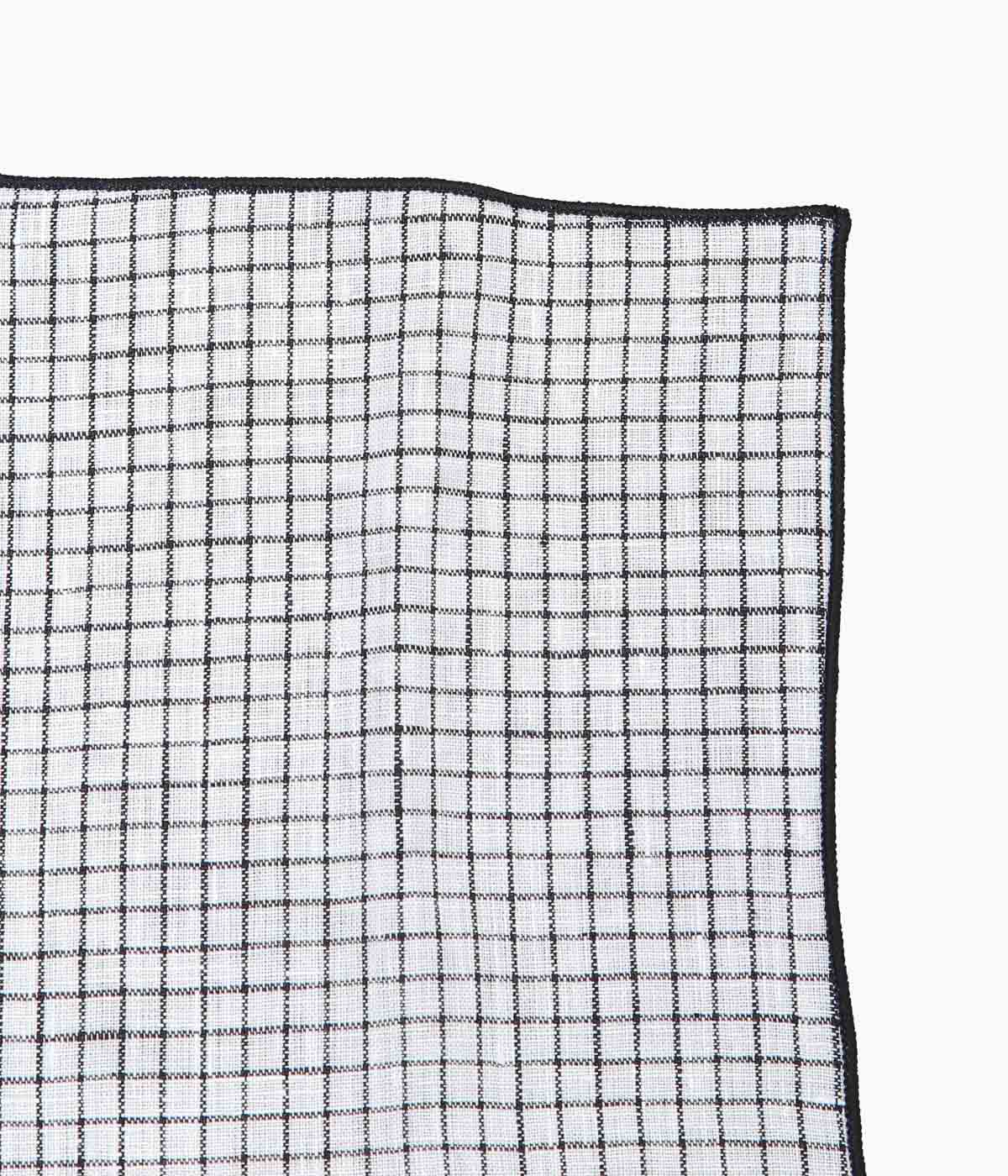 FINE AND DANDY ''POCKET SQUARES(TATTERSALL LINEN)'' (BLACK)
