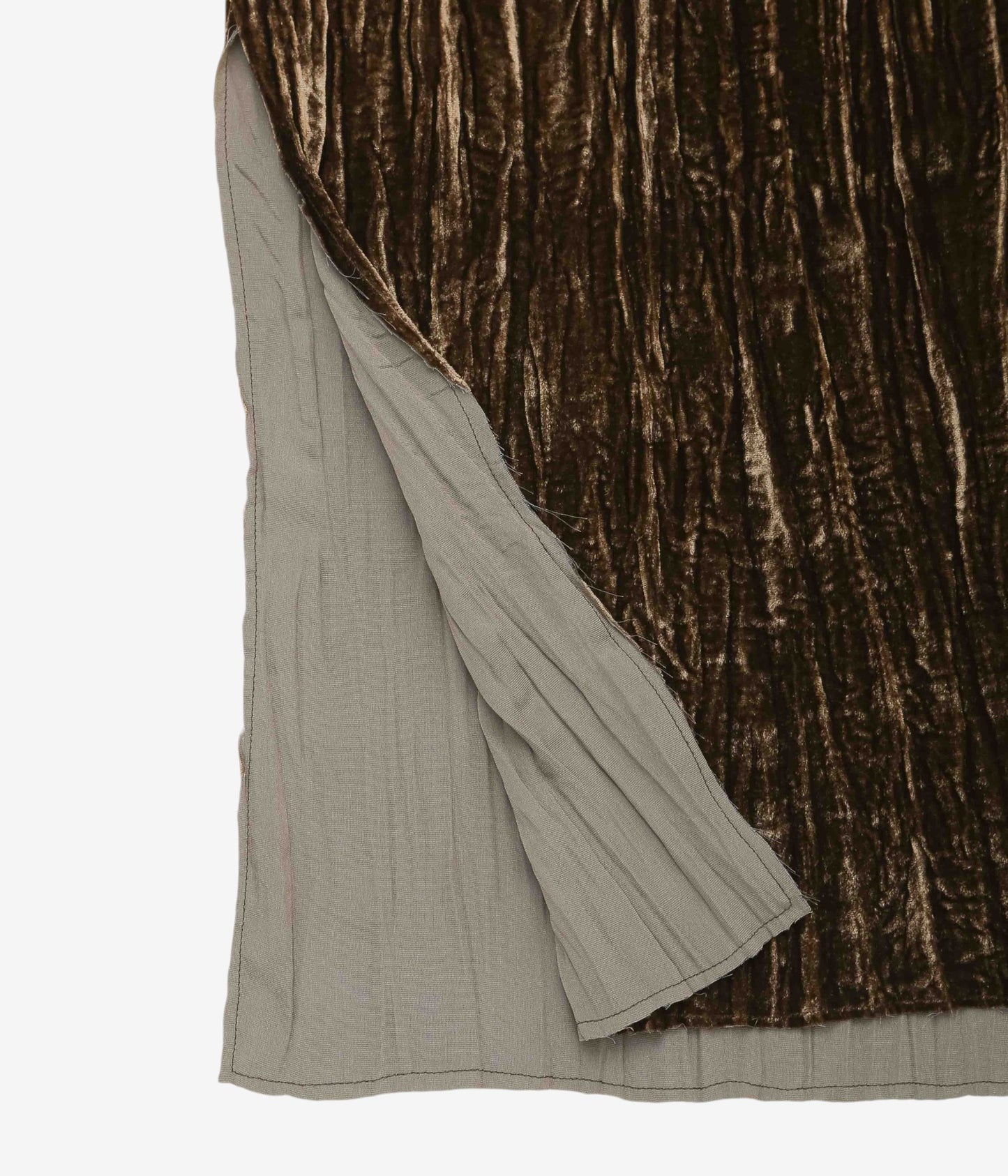 GABRIELA COLL GARMENTS "NO.125 SILK VELVET LONGSLEEVE DRESS" (BROWN)