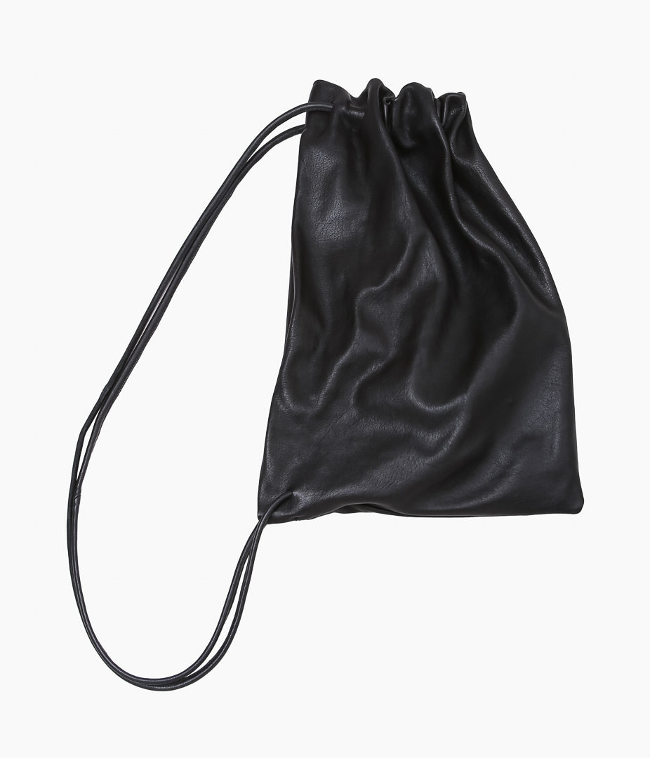 GABRIELA COLL GARMENTS ''NO.131 GATHERED CROSSED LEATHER BAG'' (BLACK)