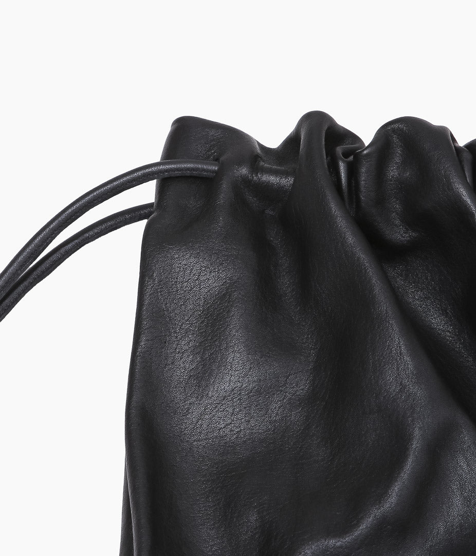 GABRIELA COLL GARMENTS ''NO.131 GATHERED CROSSED LEATHER BAG'' (BLACK)