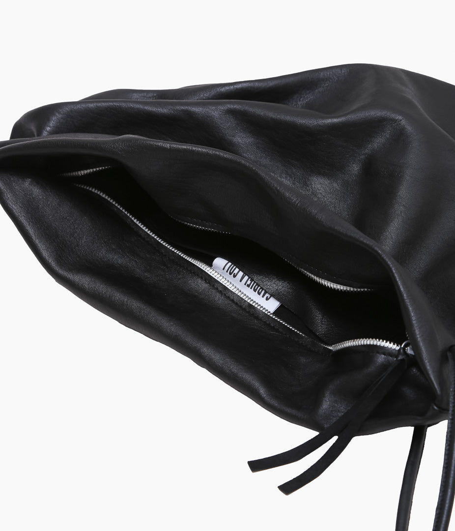 GABRIELA COLL GARMENTS ''NO.131 GATHERED CROSSED LEATHER BAG'' (BLACK)