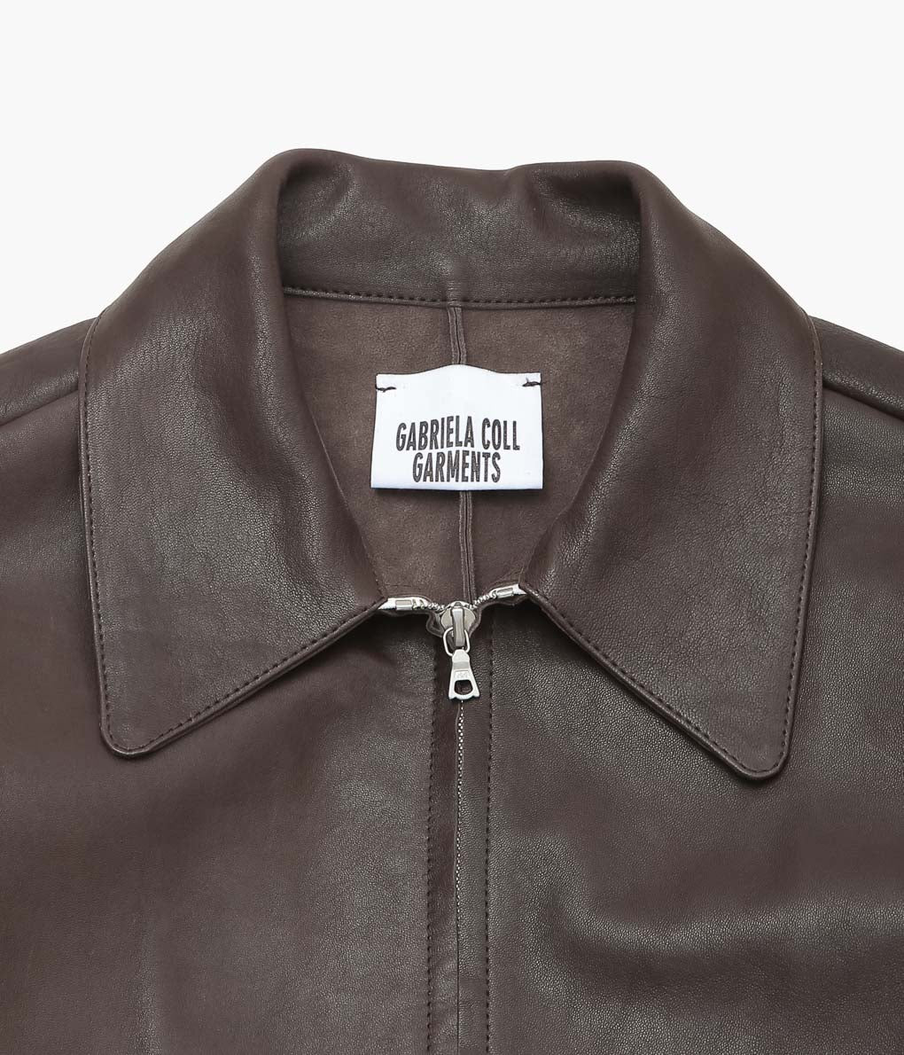 GABRIELA COLL GARMENTS ''NO.285 LEATHER POCKET JACKET'' (BROWN)