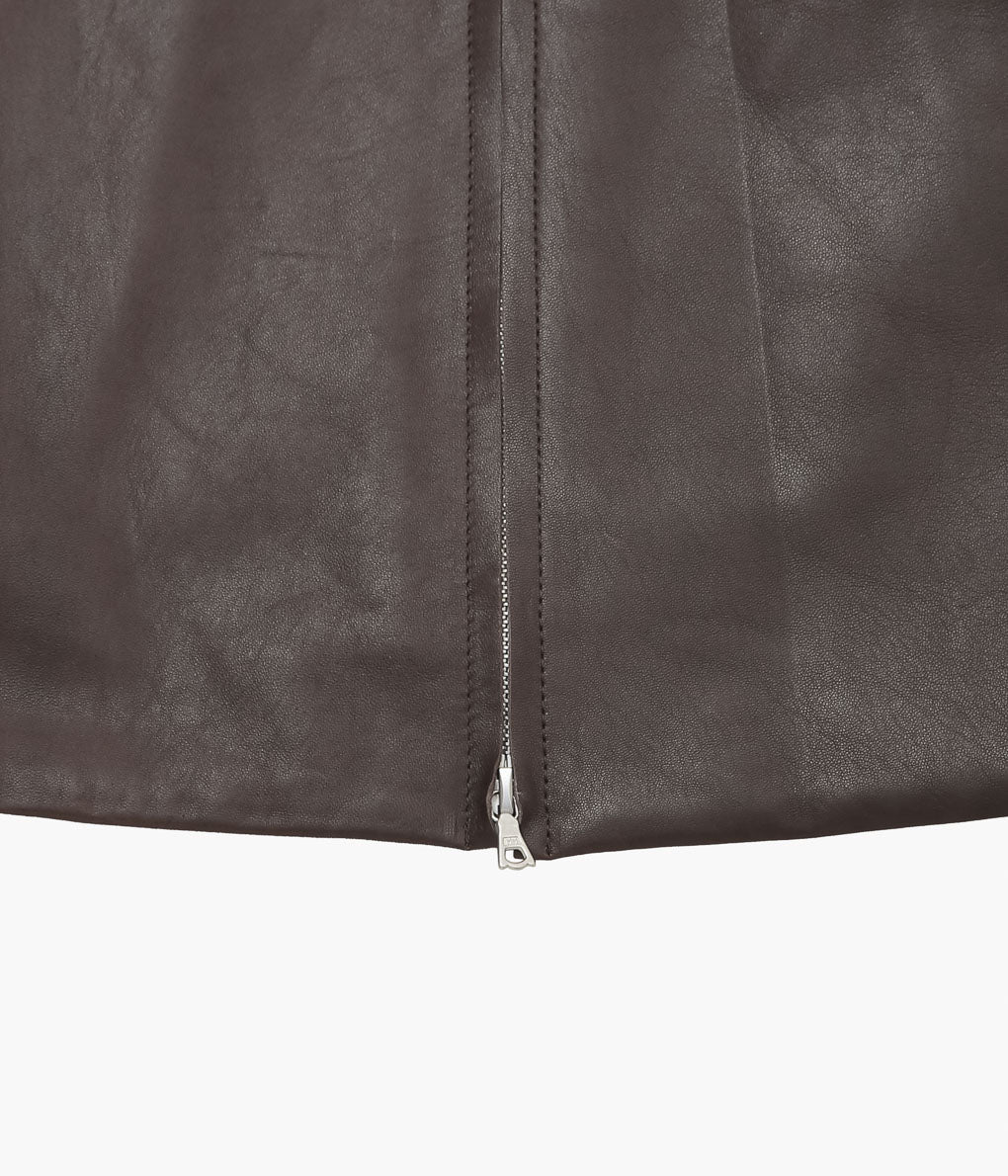 GABRIELA COLL GARMENTS ''NO.285 LEATHER POCKET JACKET'' (BROWN)