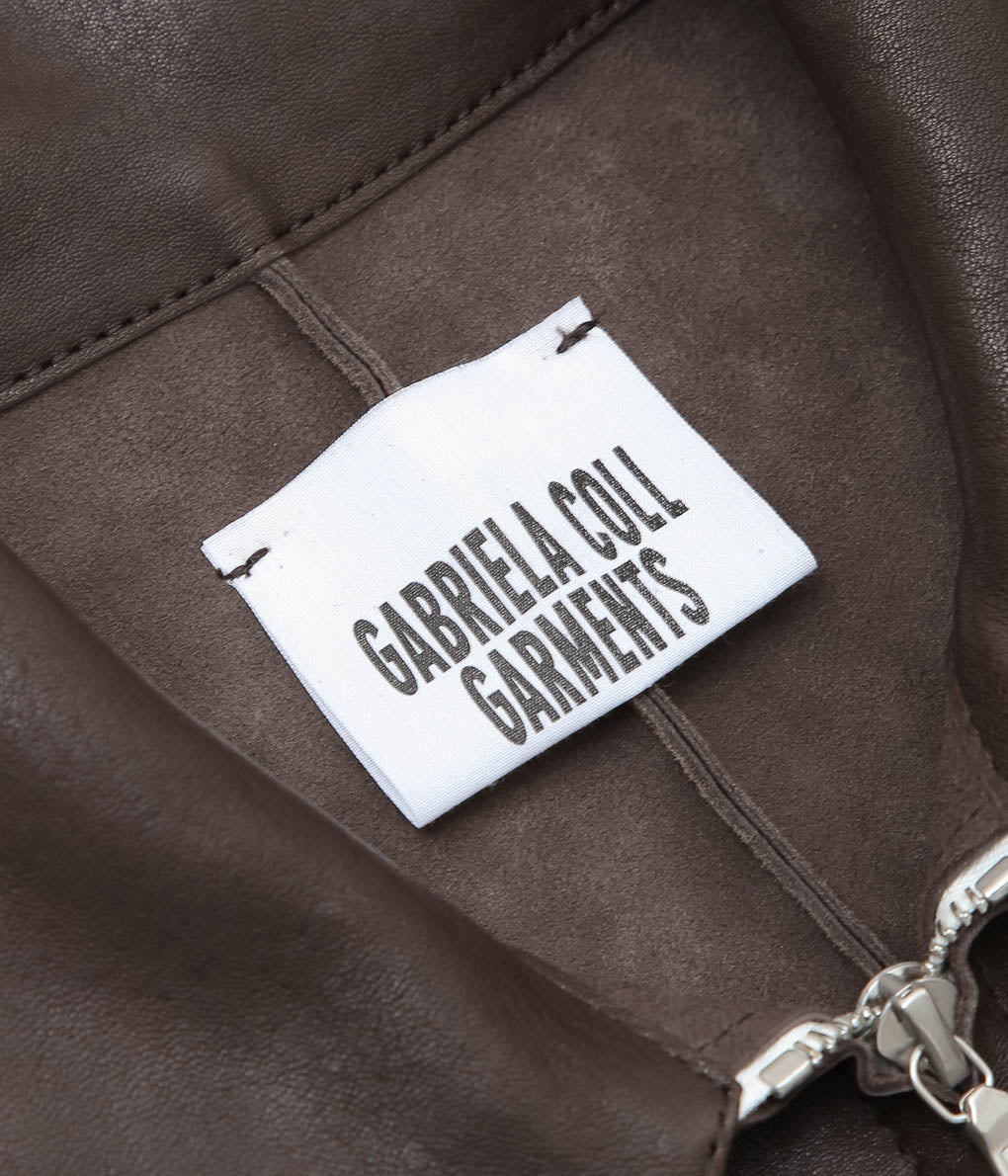 GABRIELA COLL GARMENTS ''NO.285 LEATHER POCKET JACKET'' (BROWN)