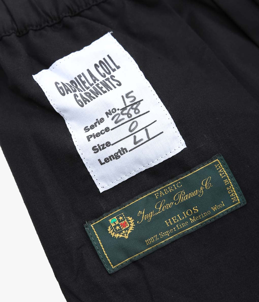GABRIELA COLL GARMENTS ''NO.288 FINE WOOL DRAWSTRING TROUSERS ''(BLACK HERRINGBONE)