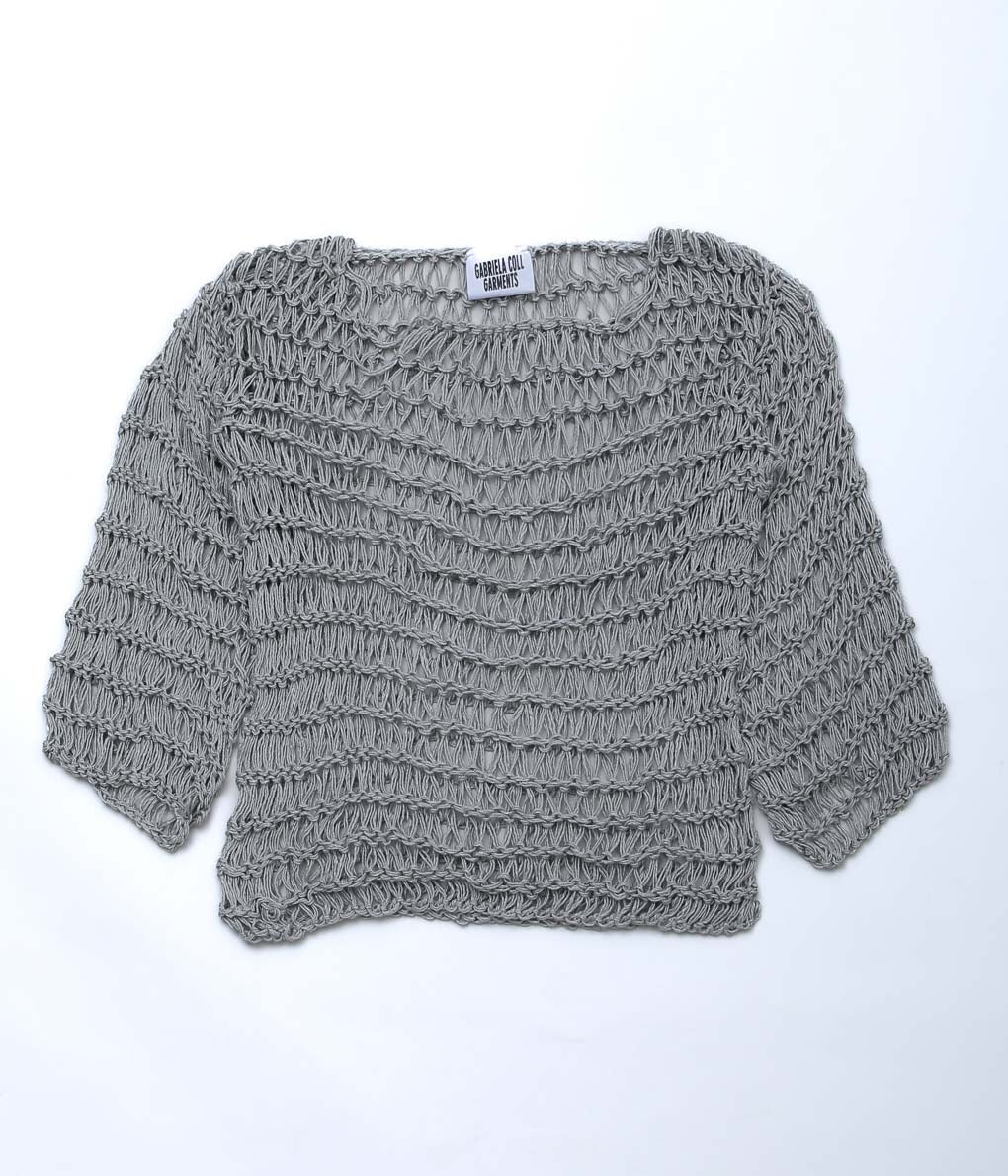 GABRIELA COLL GARMENTS ''NO.315 HAND KNOTTED LINEN JUMPER'' (LIGHT GRAY)