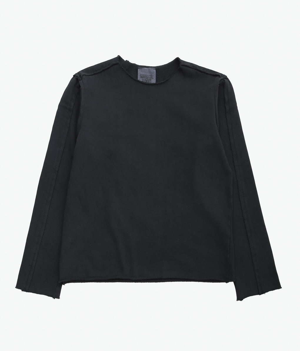 GABRIELA COLL GARMENTS ''NO.317 ORGANIC COTTON FLEECE TOP'' (BLACK