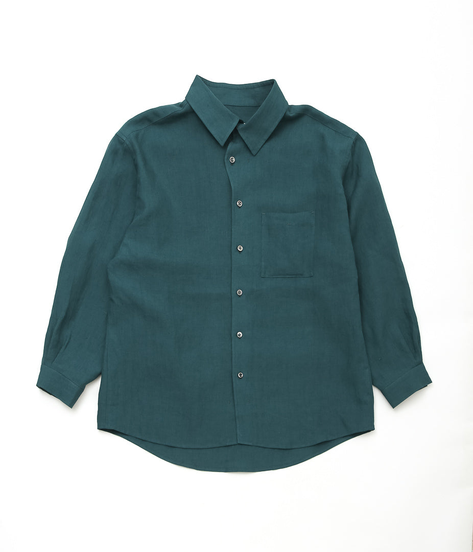 GORSCH ''BELGIUM LINEN WIDE SILHUETTE COLLAR SHIRT'' (VERDIGRIS)