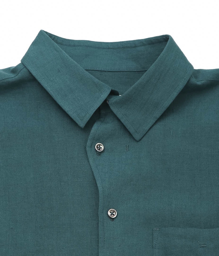 GORSCH ''BELGIUM LINEN WIDE SILHUETTE COLLAR SHIRT'' (VERDIGRIS)