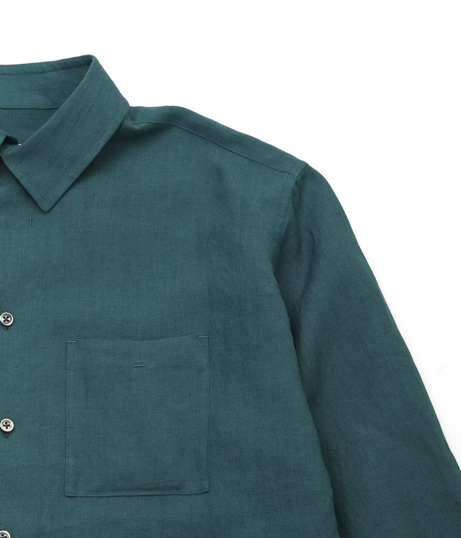 GORSCH ''BELGIUM LINEN WIDE SILHUETTE COLLAR SHIRT'' (VERDIGRIS)