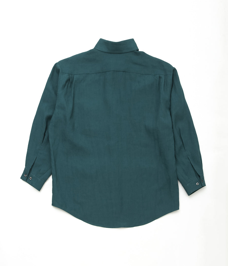 GORSCH ''BELGIUM LINEN WIDE SILHUETTE COLLAR SHIRT'' (VERDIGRIS)