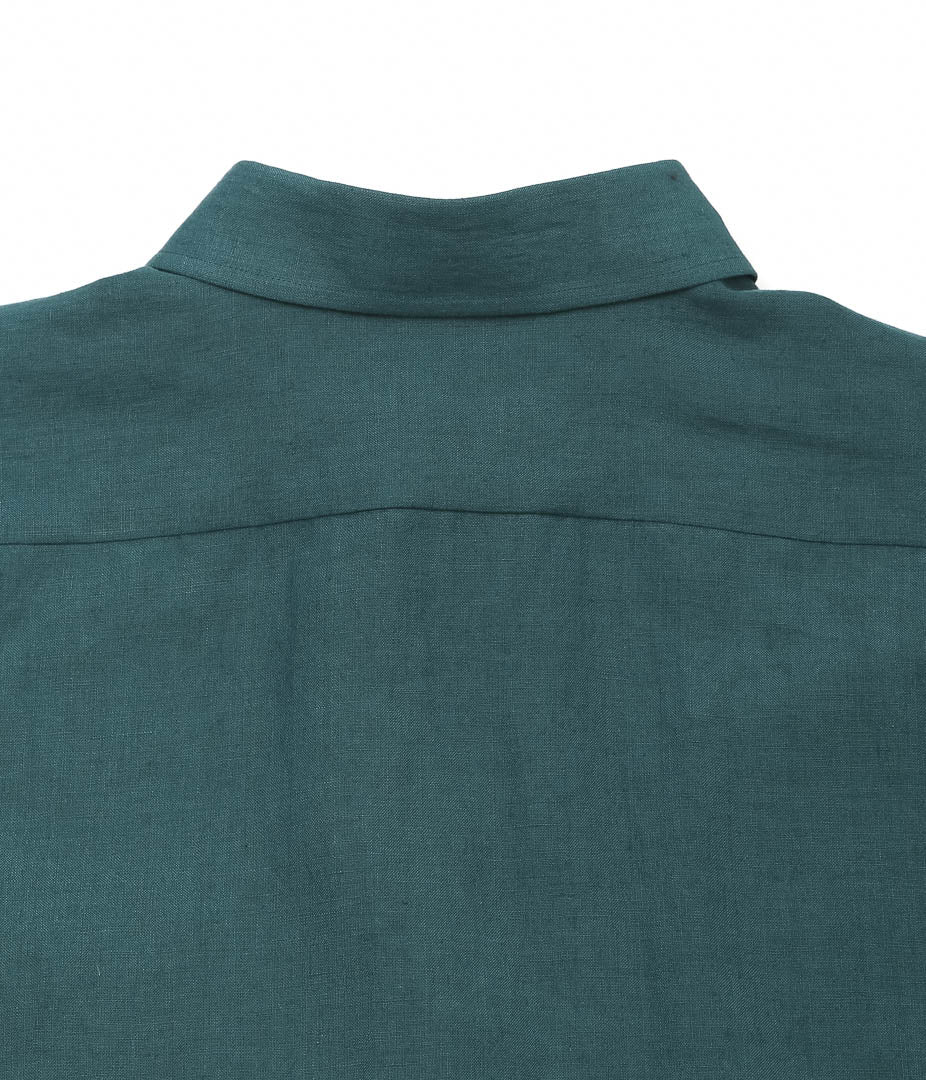 GORSCH ''BELGIUM LINEN WIDE SILHUETTE COLLAR SHIRT'' (VERDIGRIS)