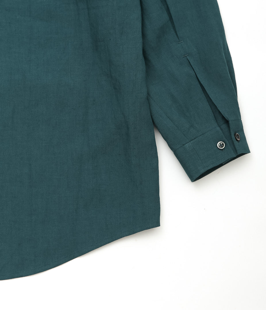 GORSCH ''BELGIUM LINEN WIDE SILHUETTE COLLAR SHIRT'' (VERDIGRIS)