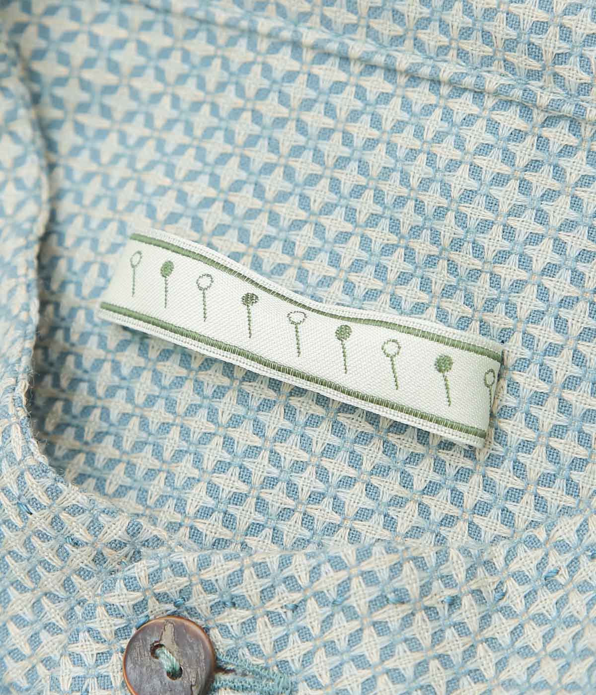 GORSCH ''FLOWER CROSS OMOIDE POKET STAND COLLAR WOOL SHIRT'' (TURQUOISE)