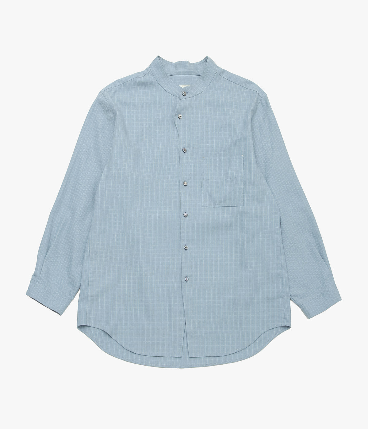 トップス Gorsch STAND COLLAR SHIRT VINTAGE FABRIC GORSCH ''OMOIDE POKET STAND COLLAR COTTON SHIRT'' (BLUE CHECK