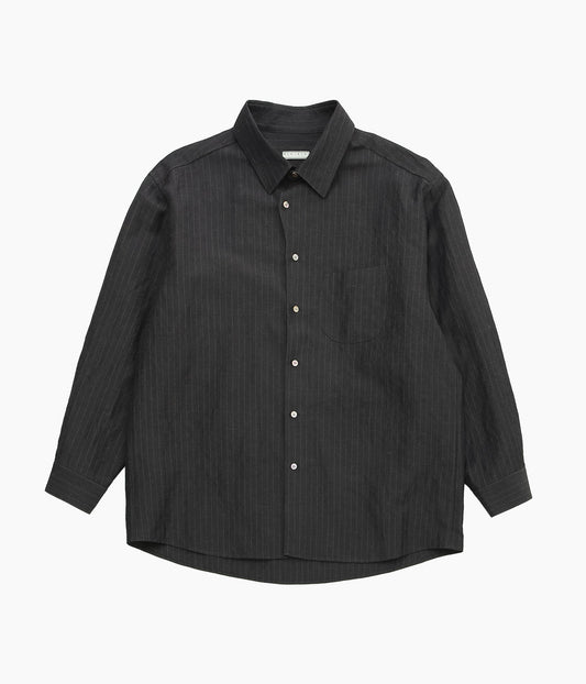 GORSCH ''WOOL LINEN WIDE SILHOUETTE COLLAR SHIRT'' (GREY STRIPE)