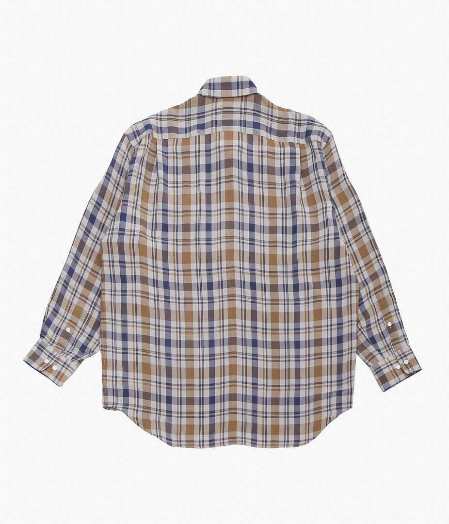I AM DORK ''HIDDEN BUTTON SHIRTS|VISCOSE'' (BLUE×BROWN CHECK)