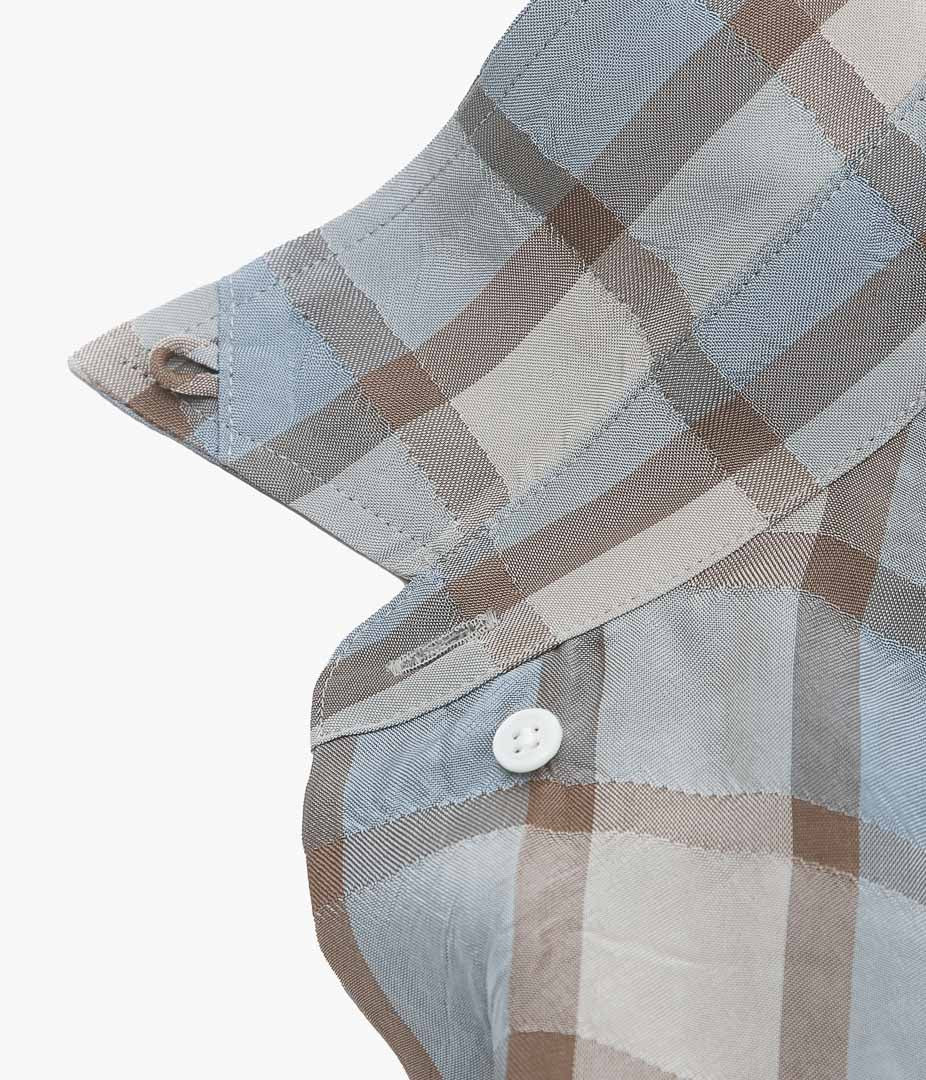 I AM DORK ''HIDDEN BUTTON SHIRTS|VISCOSE'' (CORAL CHECK)