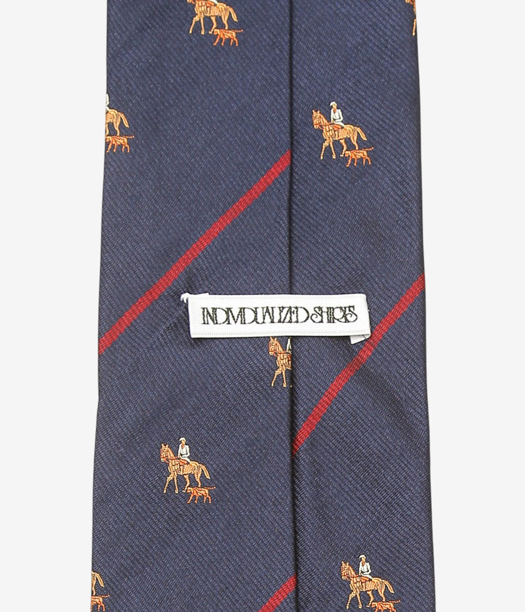 INDIVIDUALIZED ACCESSORIES ''HORSE&RIDER MOTIF STRIPE TIE'' (NAVY)
