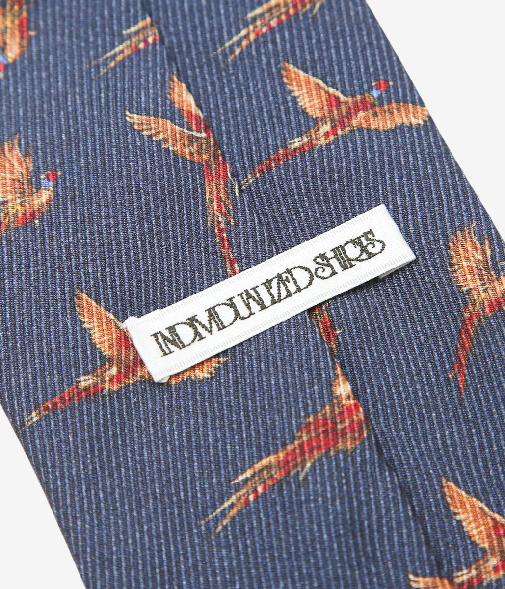 INDIVIDUALIZED ACCESSORIES ''PHEASANT MOTIF TIE'' (NAVY)