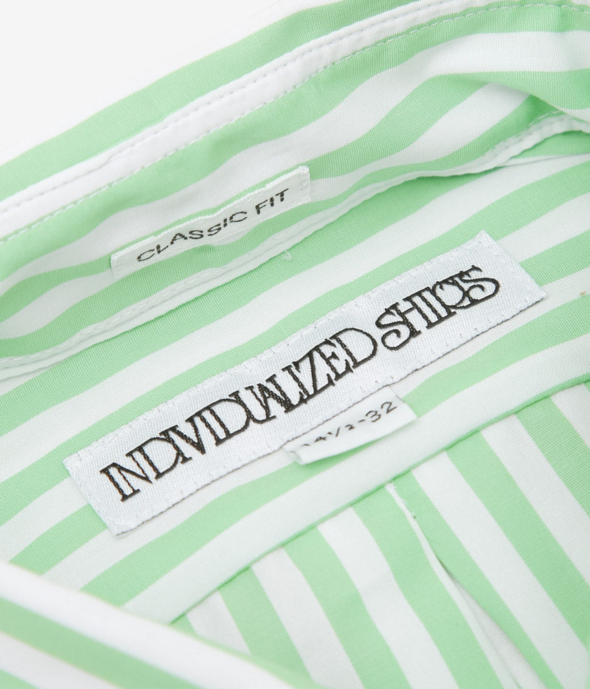 INDIVIDUALIZED SHIRTS ''BARBER STRIPE(CLASSIC FIT BUTTON DOWN SHIRTS)'' (GREEN)