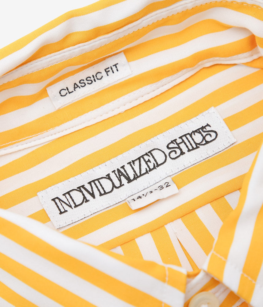 INDIVIDUALIZED SHIRTS ''BARBER STRIPE(CLASSIC FIT BUTTON DOWN SHIRTS)'' (YELLOW)