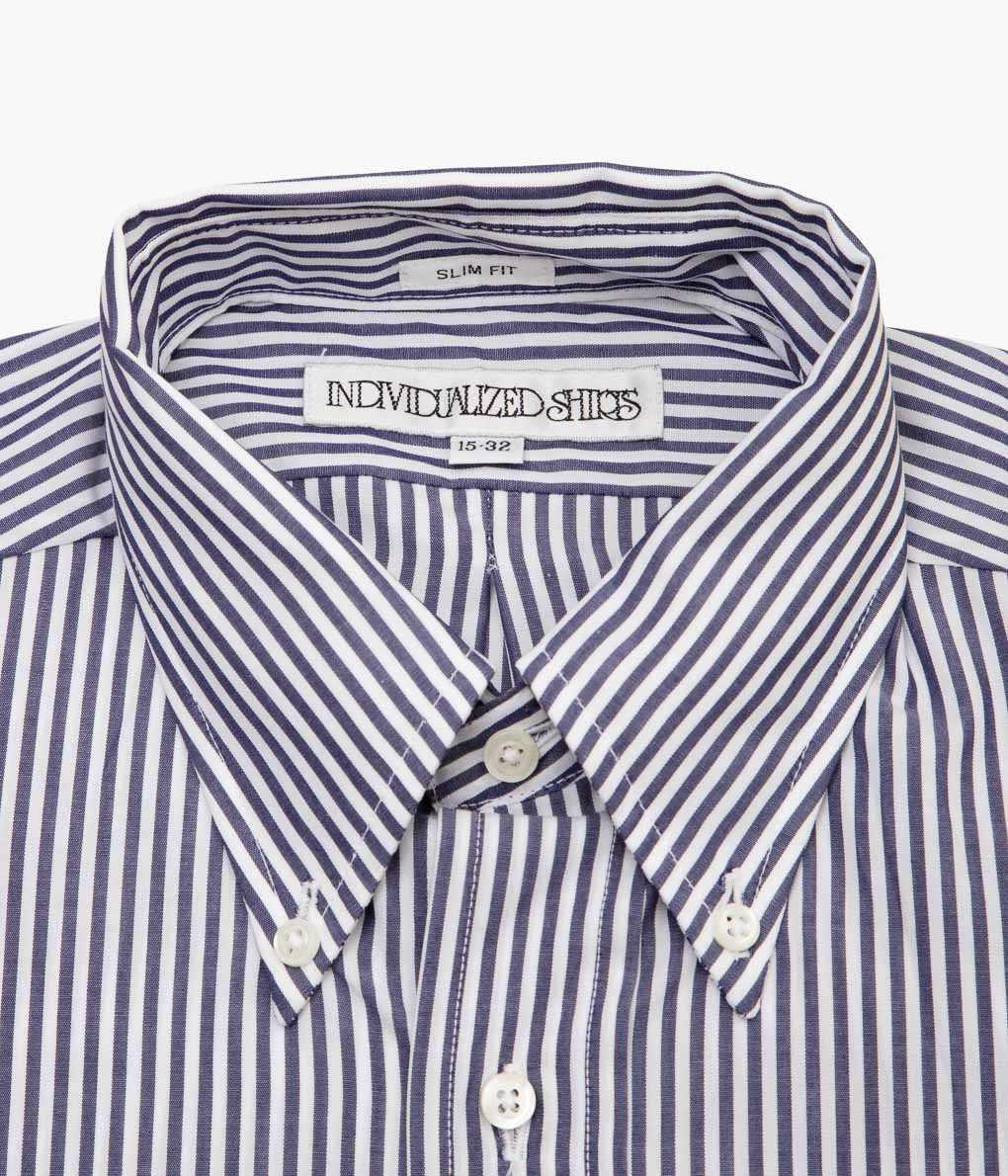 INDIVIDUALIZED SHIRTS ''BENGAL STRIPE (SLIM FIT BUTTON DOWN SHIRT)''(NAVY)