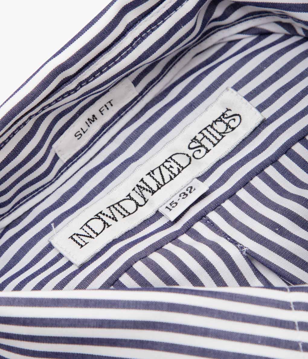 INDIVIDUALIZED SHIRTS ''BENGAL STRIPE (SLIM FIT BUTTON DOWN SHIRT)''(NAVY)