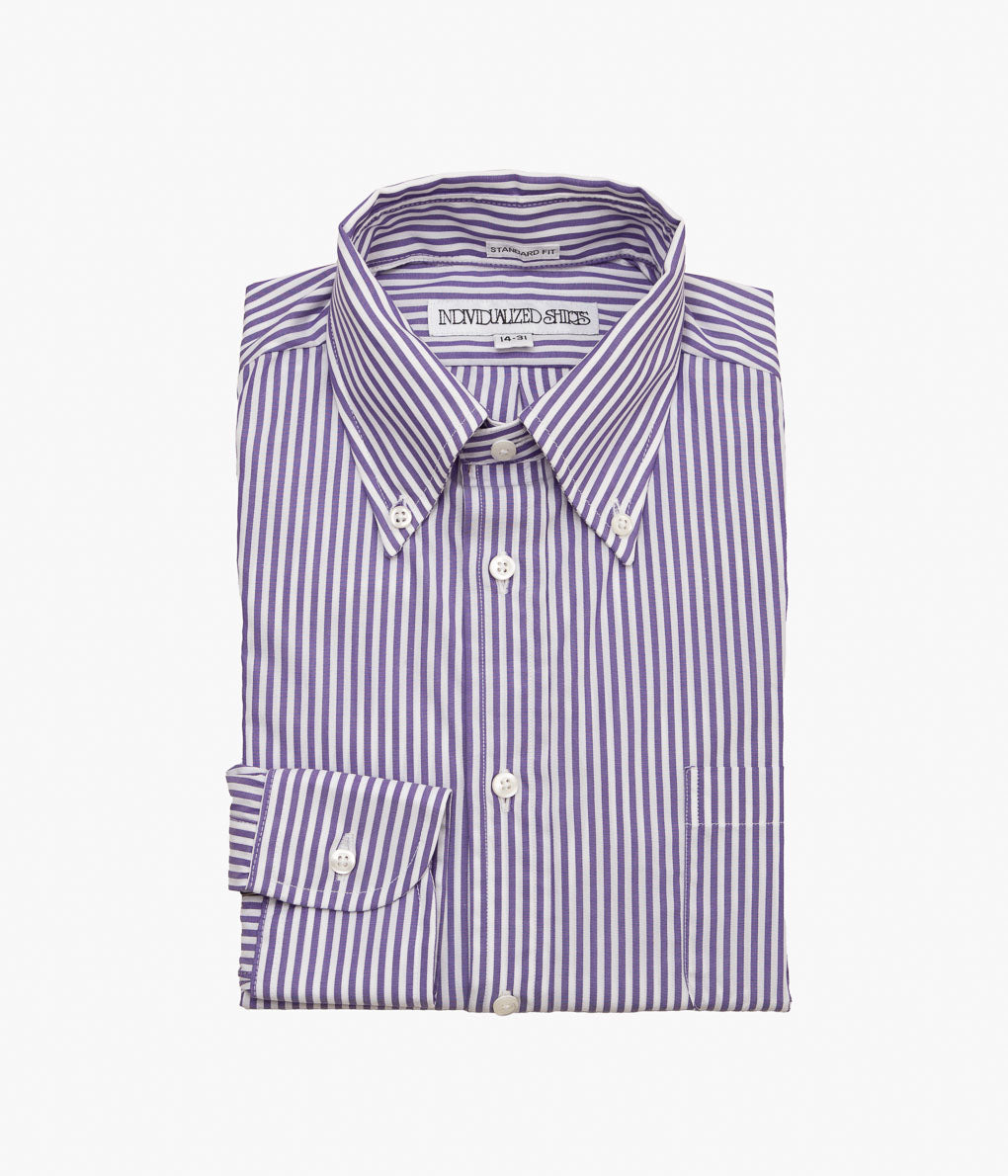 INDIVIDUALIZED SHIRTS ''BENGAL STRIPE (STANDARD FIT BUTTON DOWN SHIRT)''(PURPLE)