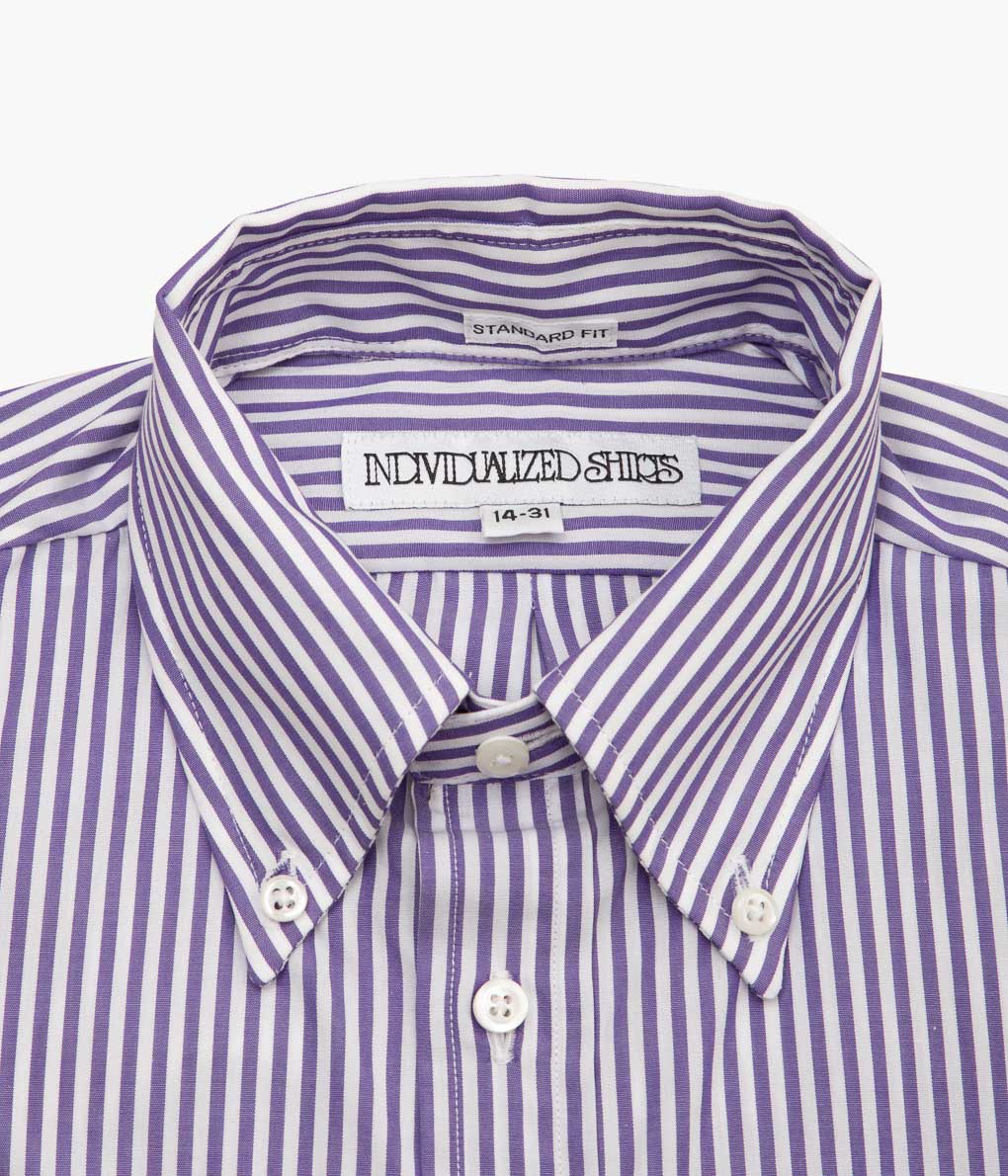 INDIVIDUALIZED SHIRTS ''BENGAL STRIPE (STANDARD FIT BUTTON DOWN SHIRT)''(PURPLE)