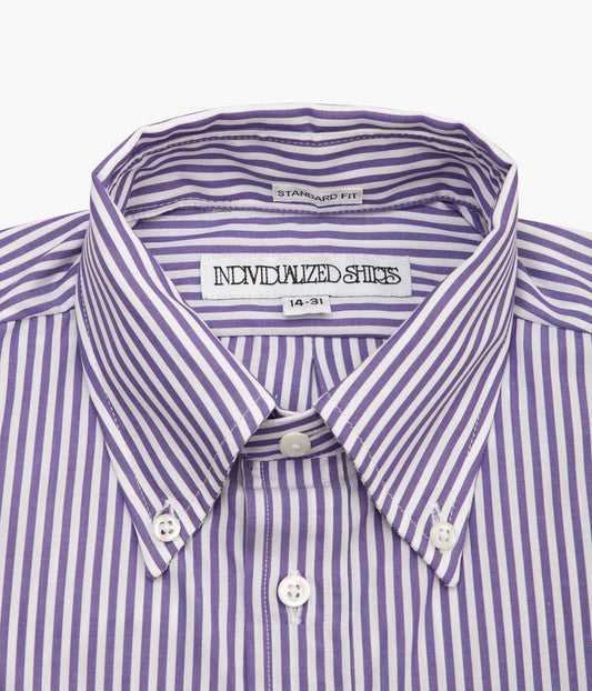 INDIVIDUALIZED SHIRTS ''BENGAL STRIPE (STANDARD FIT BUTTON DOWN SHIRT)'' (PURPLE)