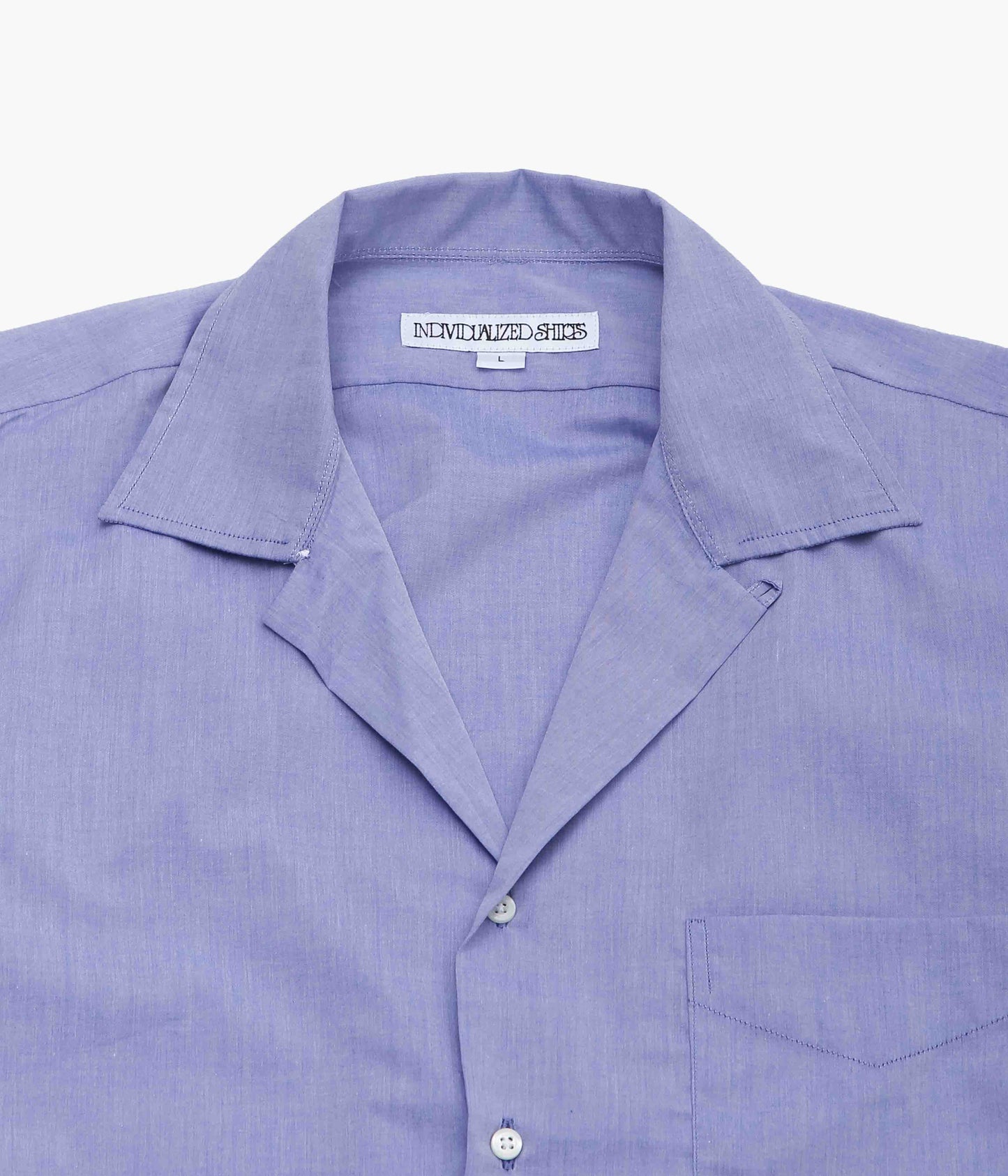 INDIVIDUALIZED SHIRTS ''CAMP COLLAR S/S'' (INDIGO CHAMBRAY)