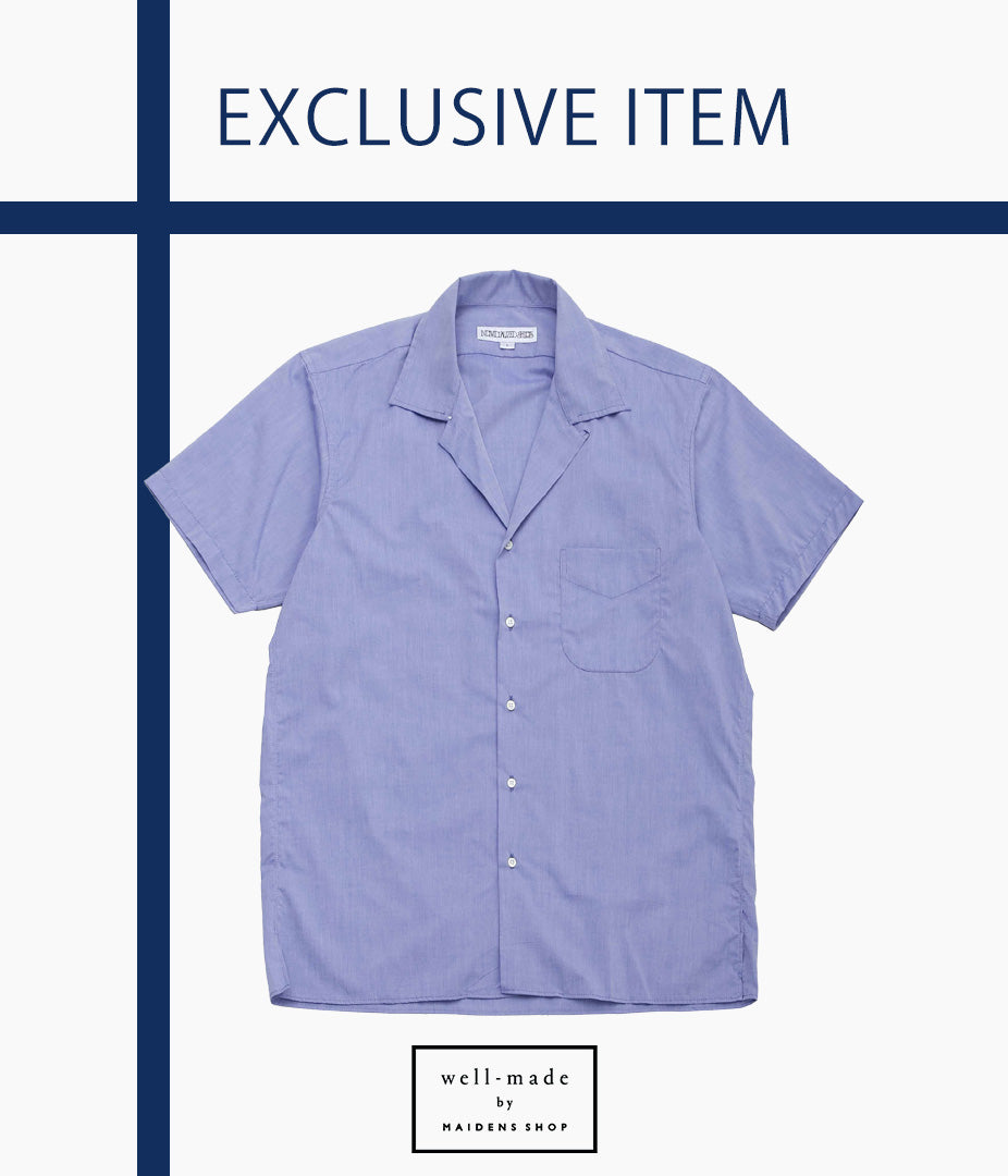 INDIVIDUALIZED SHIRTS ''CAMP COLLAR S/S'' (INDIGO CHAMBRAY)