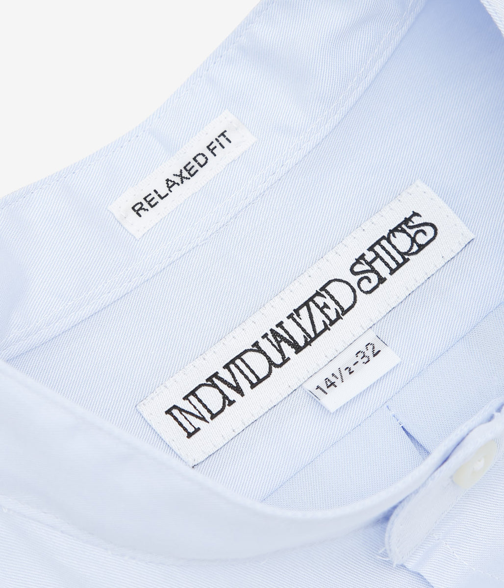 INDIVIDUALIZED SHIRTS ''CORDING TWILL(RELAXED FIT BAND COLLAR SHIRT)'' (BLUE)