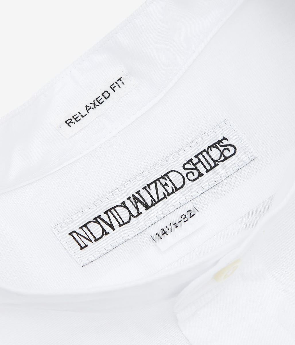 INDIVIDUALIZED SHIRTS ''CORDING TWILL(RELAXED FIT BAND COLLAR SHIRT)'' (WHITE)