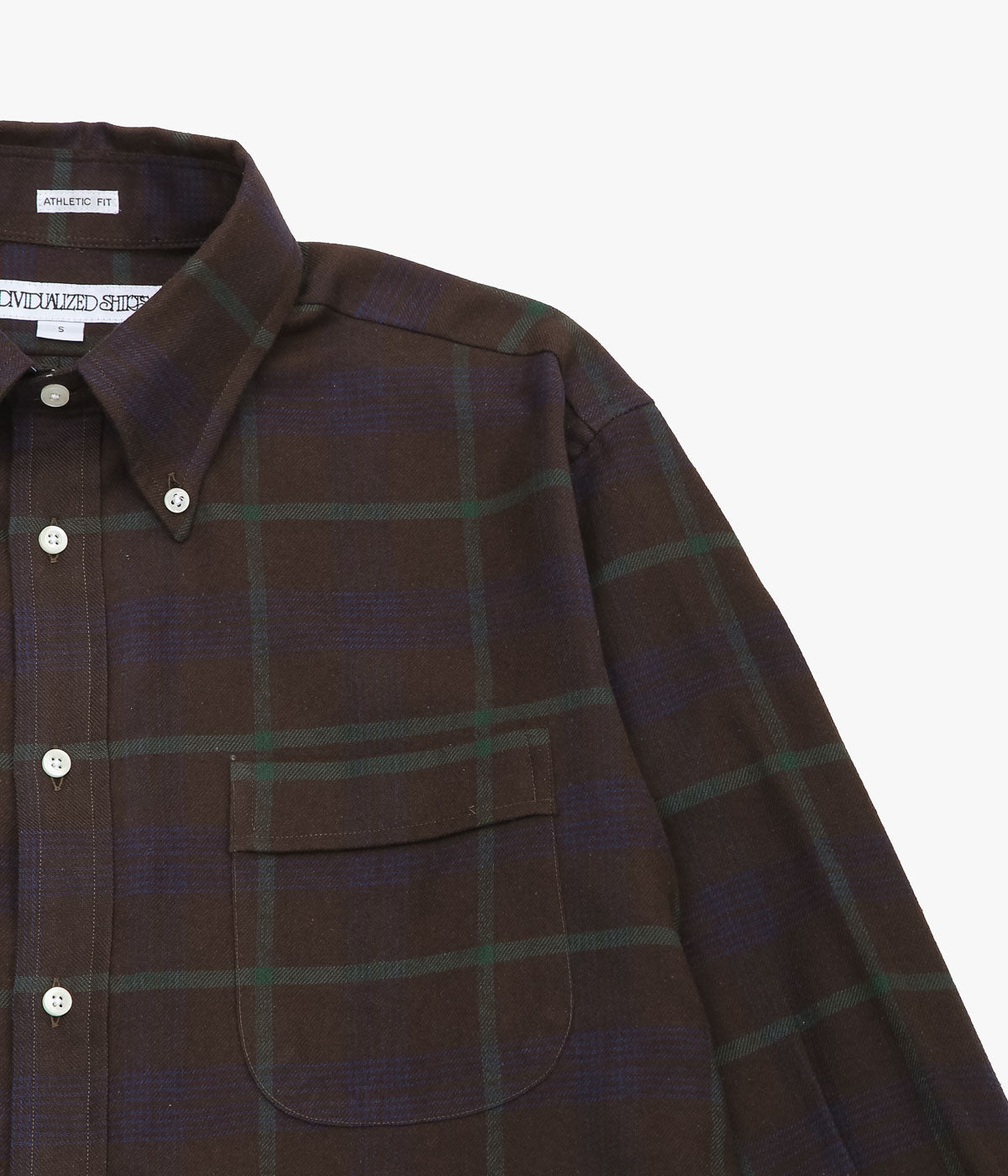 INDIVIDUALIZED SHIRTS ''FLANNEL PLAID(ATHLETIC FIT BUTTON DOWN SHIRT)'' (DK.BROWN)