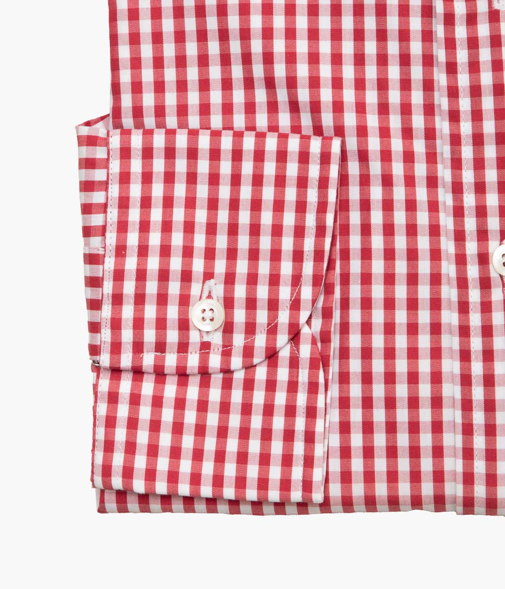 INDIVIDUALIZED SHIRTS ''GINGHAM CHECK (SLIM FIT BUTTON DOWN SHIRT)''(RED)