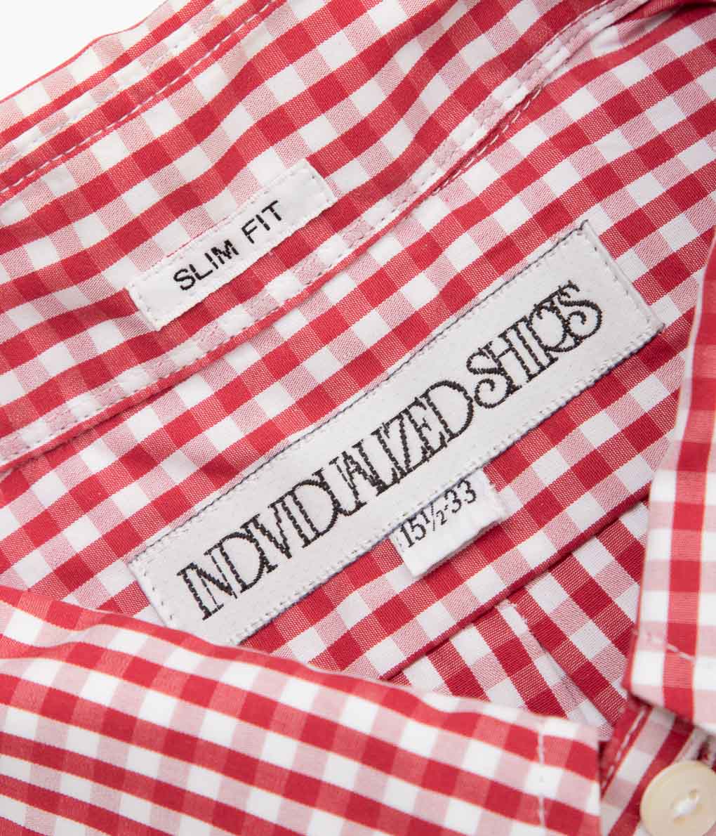 INDIVIDUALIZED SHIRTS ''GINGHAM CHECK (SLIM FIT BUTTON DOWN SHIRT)''(RED)