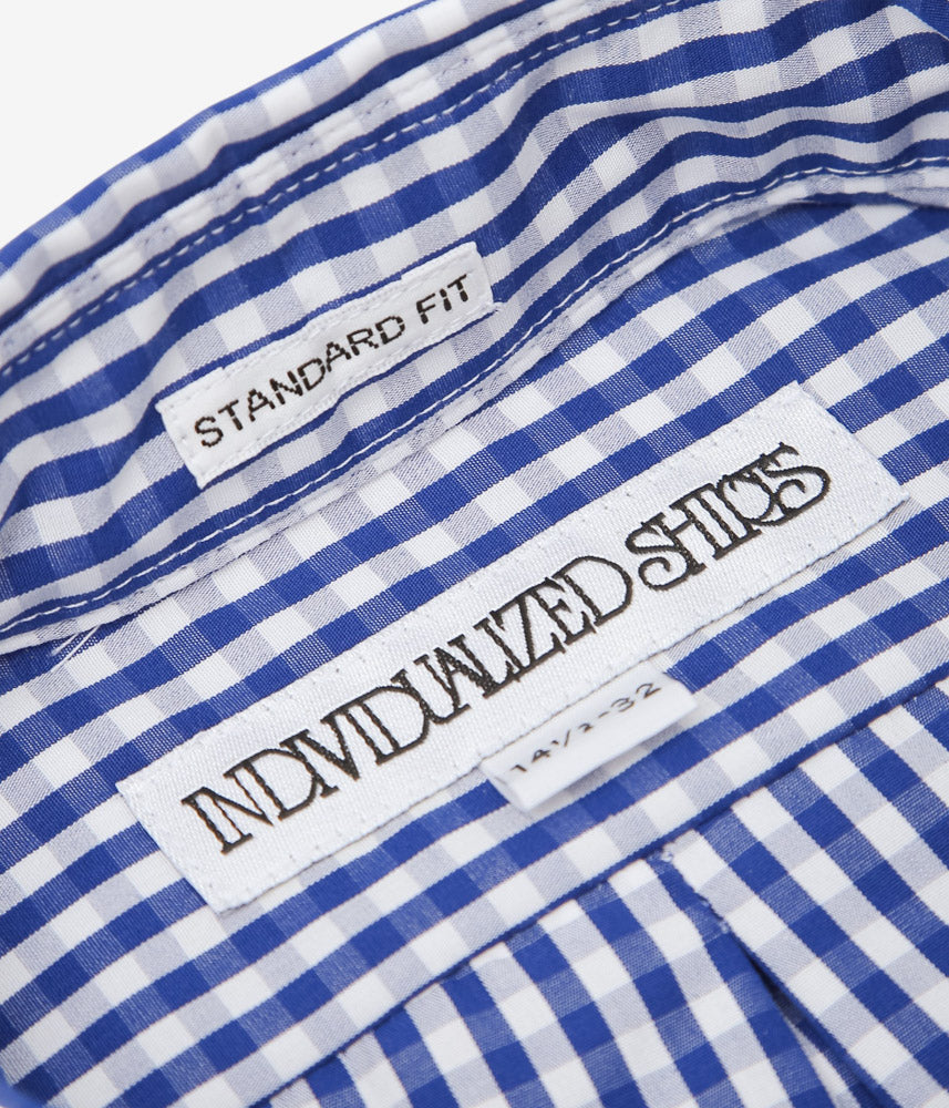 INDIVIDUALIZED SHIRTS ''GINGHAM CHECK(STANDARD FIT BUTTON DOWN SHIRT)'' (BLUE)